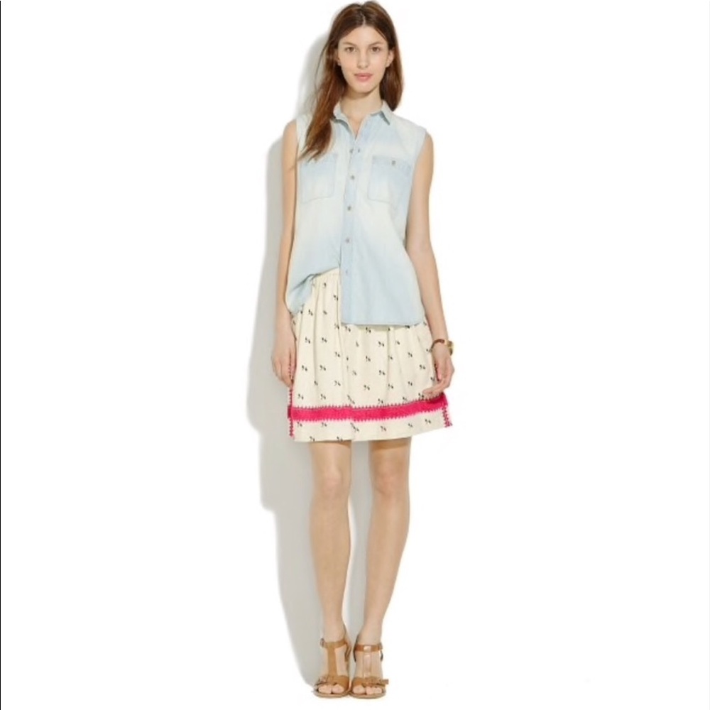 Madewell Embroidered Picnic Prairie Dainty Mini Skirt 4 Small